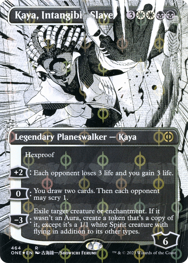 Kaya, Intangible Slayer (Borderless Manga Step-and-Compleat Foil) [Phyrexia: All Will Be One] - POKÉ JEUX