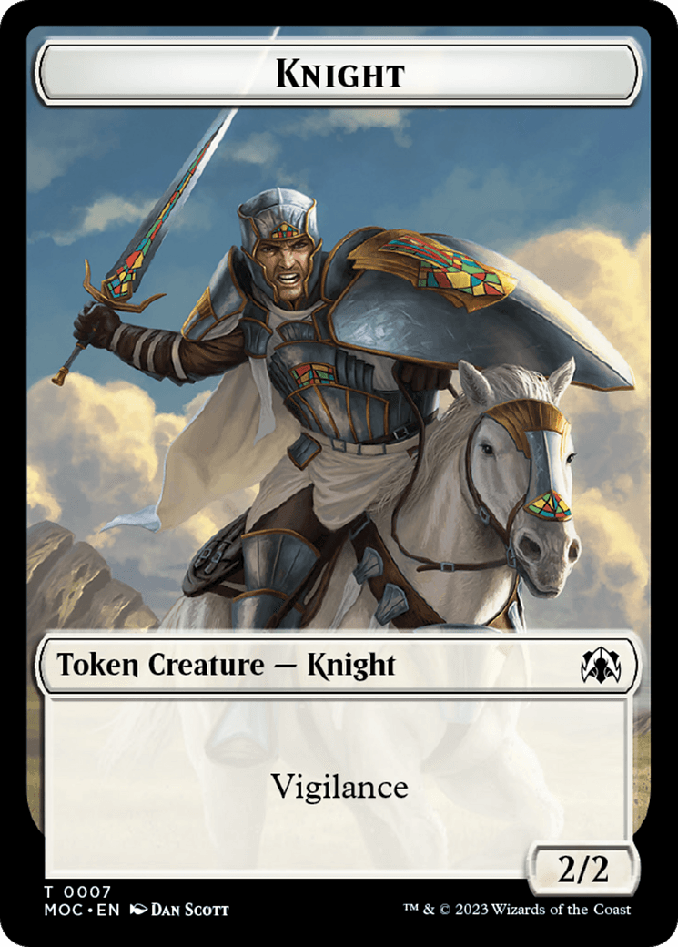 Knight (7) // Spirit (14) Double-Sided Token [March of the Machine Commander Tokens] - POKÉ JEUX