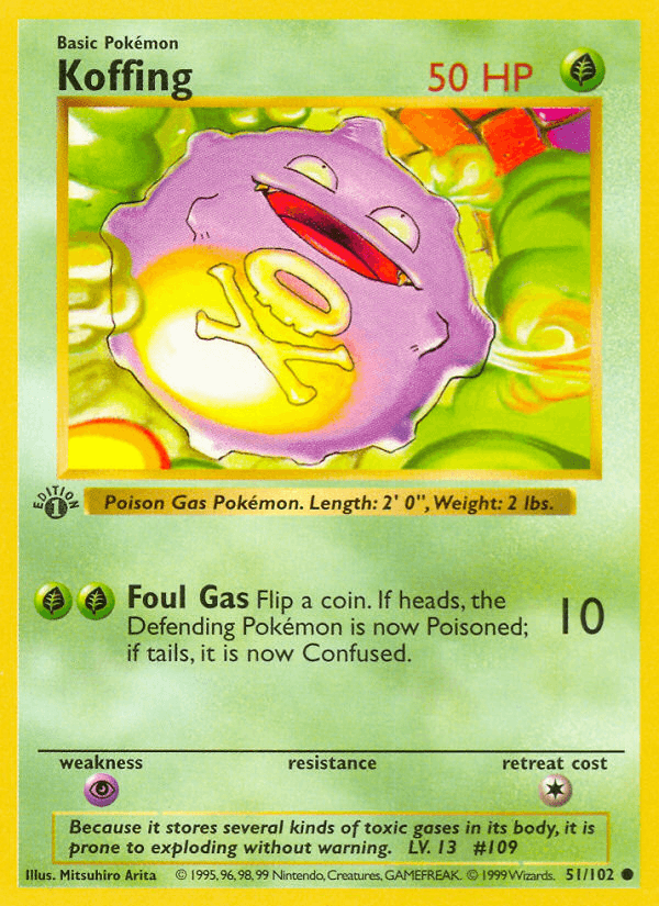 Koffing (51/102) (Shadowless) [Base Set 1st Edition] - POKÉ JEUX