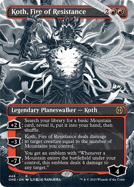 Koth, Fire of Resistance (Borderless Manga Step-and-Compleat Foil) [Phyrexia: All Will Be One] - POKÉ JEUX