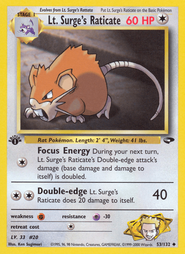 Lt. Surge's Raticate (53/132) [Gym Challenge 1st Edition] - POKÉ JEUX