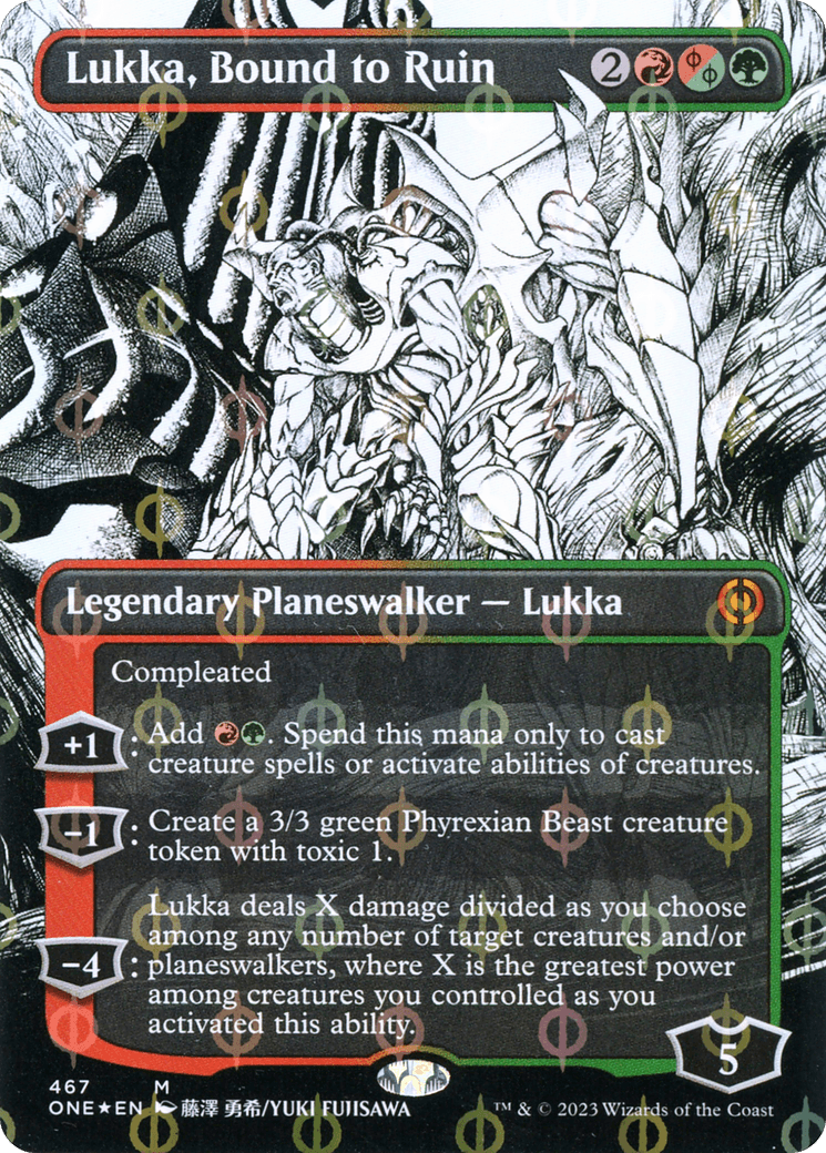 Lukka, Bound to Ruin (Borderless Manga Step-and-Compleat Foil) [Phyrexia: All Will Be One] - POKÉ JEUX