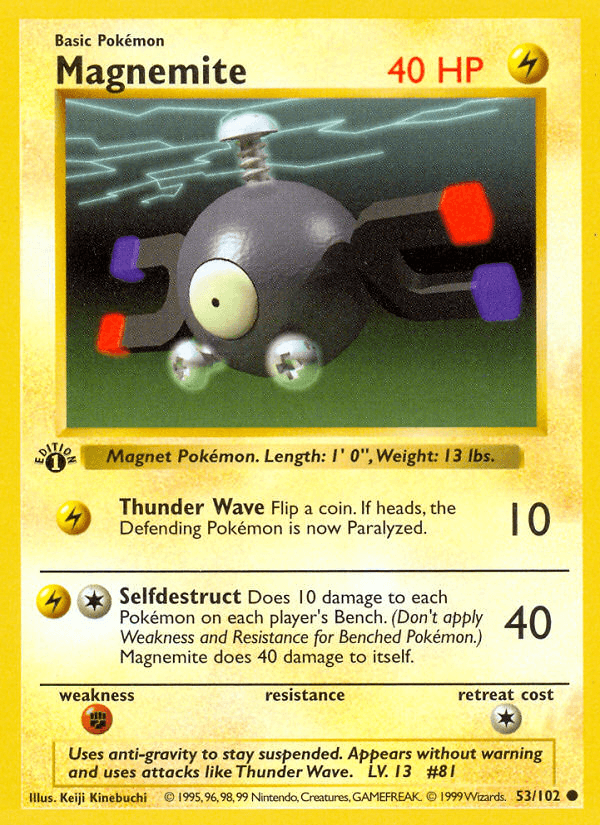 Magnemite (53/102) (Shadowless) [Base Set 1st Edition] - POKÉ JEUX