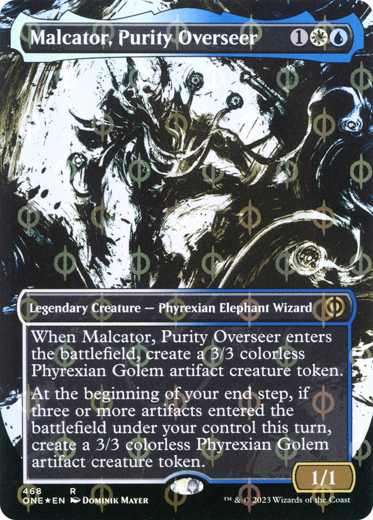 Malcator, Purity Overseer (Borderless Ichor Step-and-Compleat Foil) [Phyrexia: All Will Be One] - POKÉ JEUX