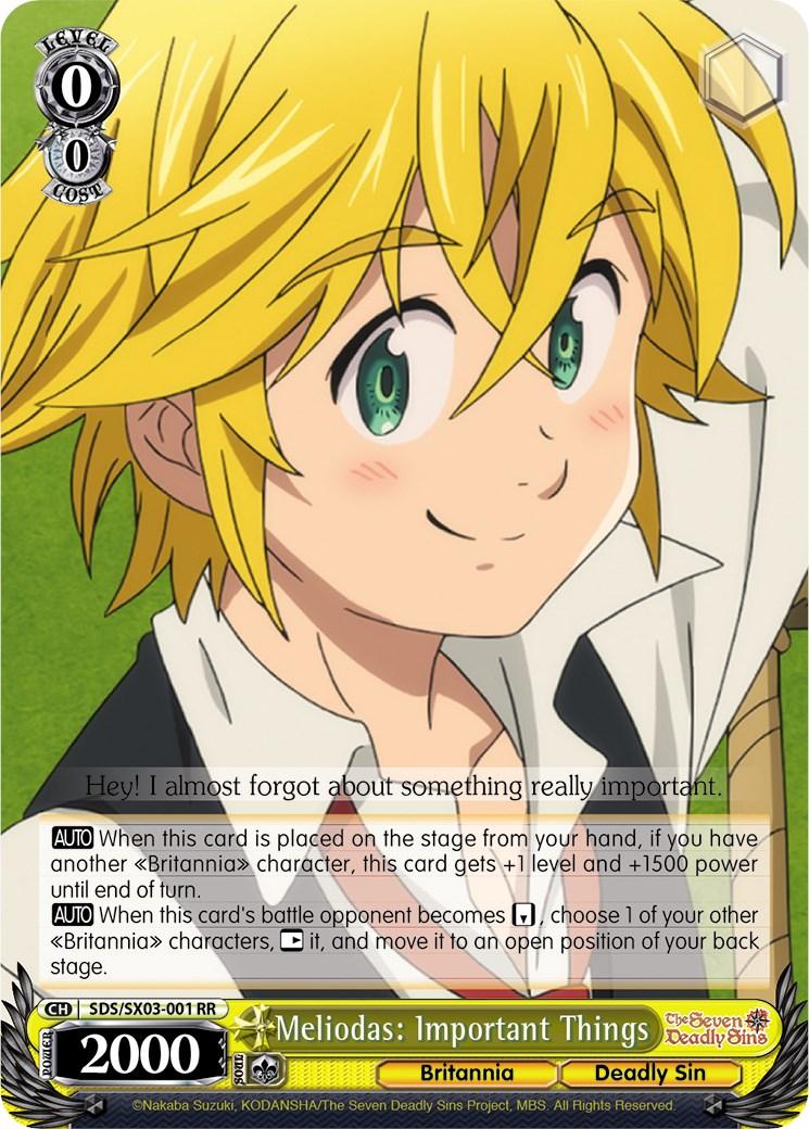 Meliodas: Important Things (SDS/SX03-001 RR) [The Seven Deadly Sins] - POKÉ JEUX