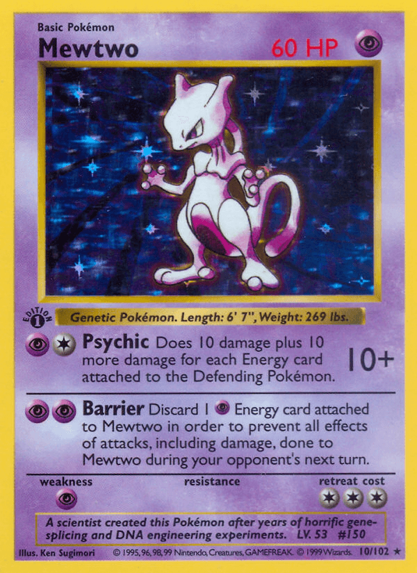 Mewtwo (10/102) (Shadowless) [Base Set 1st Edition] - POKÉ JEUX