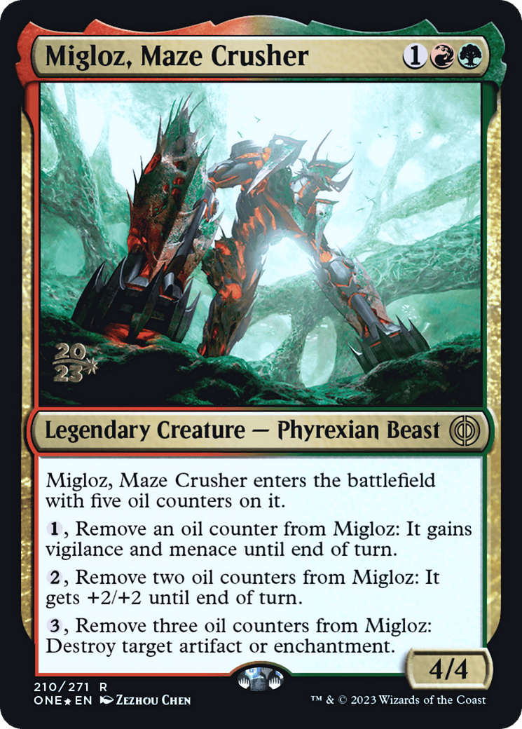 Migloz, Maze Crusher [Phyrexia: All Will Be One Prerelease Promos] - POKÉ JEUX