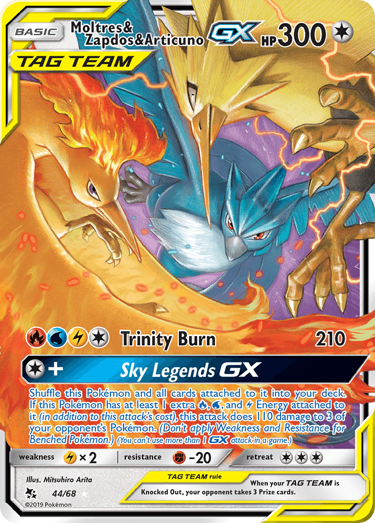 Moltres & Zapdos & Articuno GX (44/68) [Sun & Moon: Hidden Fates] - POKÉ JEUX