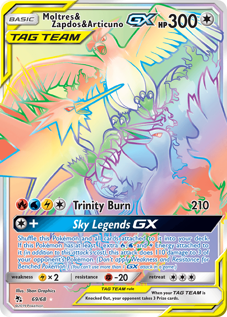 Moltres & Zapdos & Articuno GX (69/68) [Sun & Moon: Hidden Fates] - POKÉ JEUX