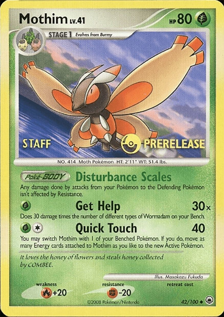 Mothim (42/100) (Staff Prerelease Promo) [Diamond & Pearl: Majestic Dawn] - POKÉ JEUX