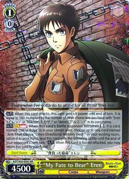 "My Fate to Bear" Eren (AOT/S50-E002 RR) [Attack on Titan Vol. 2] - POKÉ JEUX