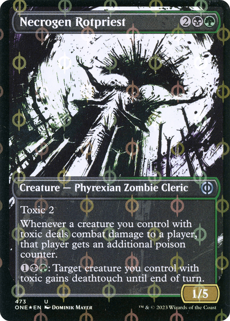 Necrogen Rotpriest (Borderless Ichor Step-and-Compleat Foil) [Phyrexia: All Will Be One] - POKÉ JEUX