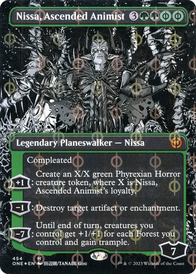 Nissa, Ascended Animist (Borderless Manga Step-and-Compleat Foil) [Phyrexia: All Will Be One] - POKÉ JEUX