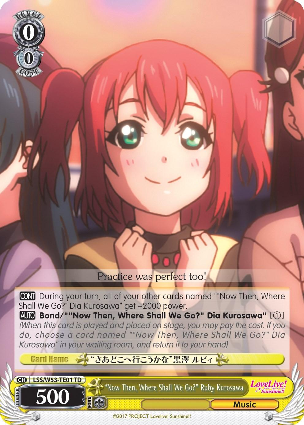 "Now Then, Where Shall We Go?" Ruby Kurosawa (LSS/W53-TE01 TD) [Love Live! Sunshine!! Extra Booster] - POKÉ JEUX