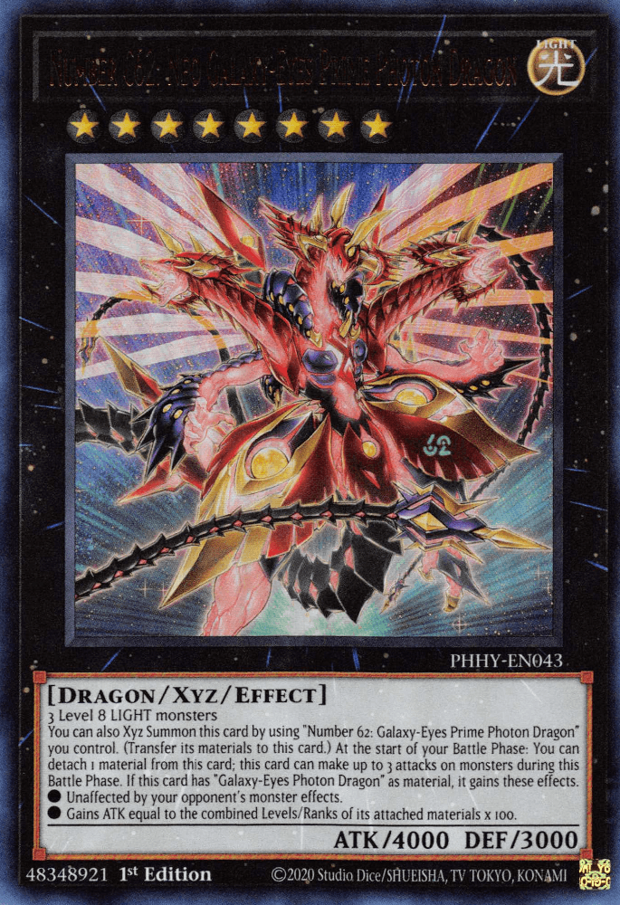 Number C62: Neo Galaxy-Eyes Prime Photon Dragon [PHHY-EN043] Ultra Rare - POKÉ JEUX