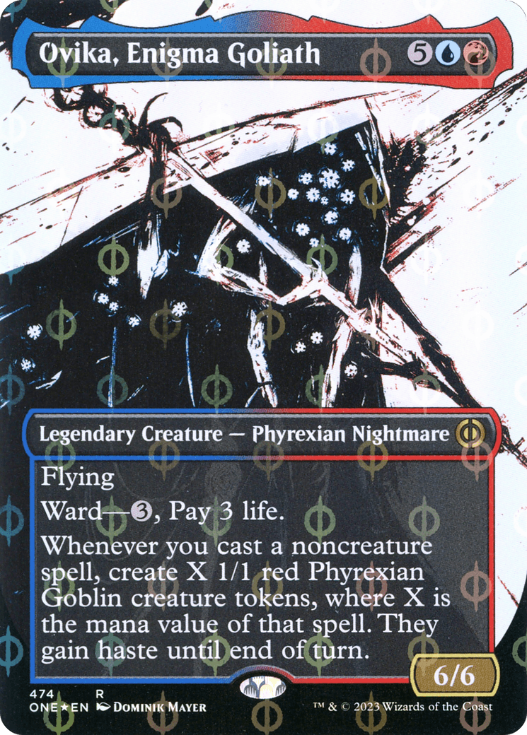 Ovika, Enigma Goliath (Borderless Ichor Step-and-Compleat Foil) [Phyrexia: All Will Be One] - POKÉ JEUX