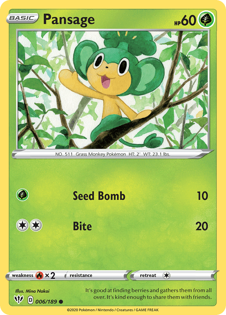 Pansage (006/189) [Sword & Shield: Darkness Ablaze] - POKÉ JEUX