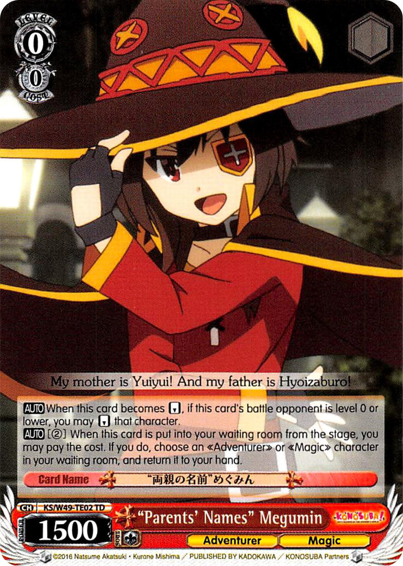 "Parents' Names" Megumin (KS/W49-TE02 TD) [KonoSuba] - POKÉ JEUX