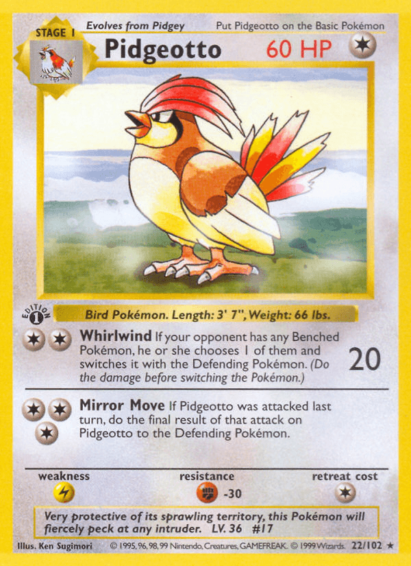 Pidgeotto (22/102) (Shadowless) [Base Set 1st Edition] - POKÉ JEUX