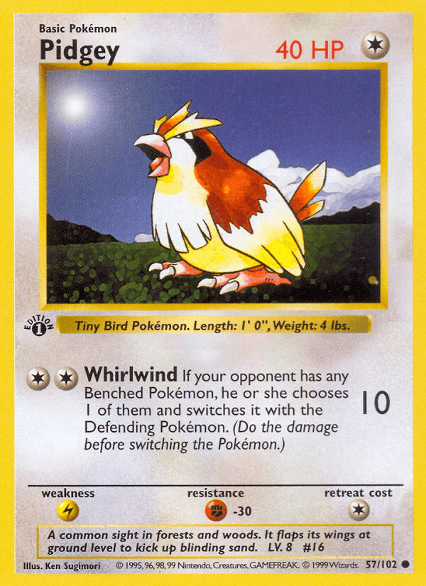 Pidgey (57/102) (Shadowless) [Base Set 1st Edition] - POKÉ JEUX