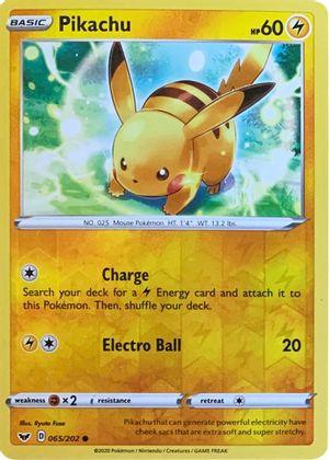 Pikachu (065/202) (Reverse Cosmos Holo) [Sword & Shield: Base Set] - POKÉ JEUX