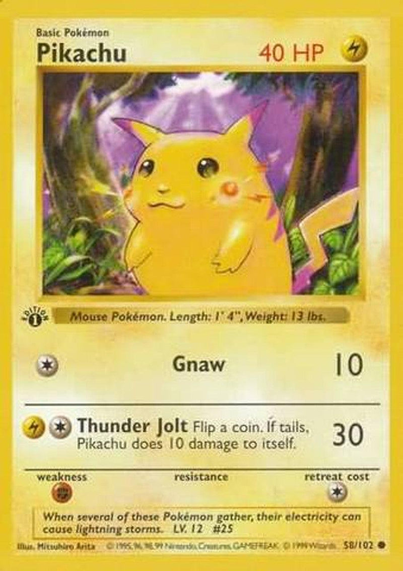 Pikachu (58/102) (Red Cheeks Misprint) [Base Set 1st Edition] - POKÉ JEUX