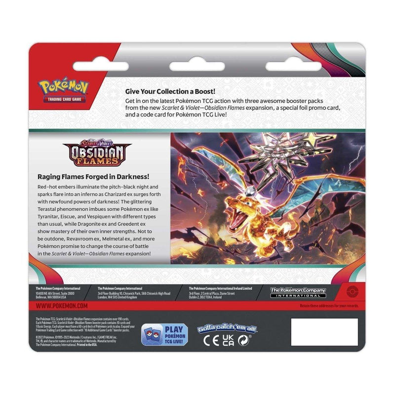 Pokémon TCG: Scarlet & Violet-Obsidian Flames 3 Booster Packs - POKÉ JEUX - 699-85379 -