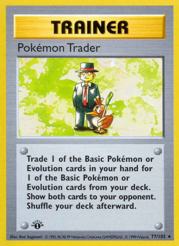 Pokemon Trader (77/102) (Shadowless) [Base Set 1st Edition] - POKÉ JEUX