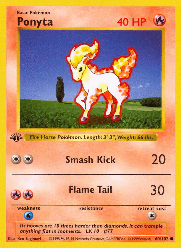 Ponyta (60/102) (Shadowless) [Base Set 1st Edition] - POKÉ JEUX