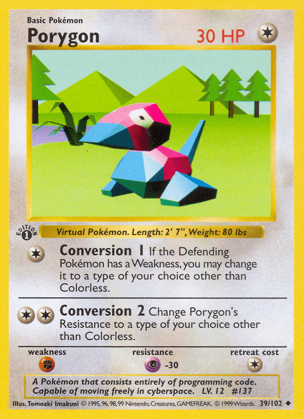 Porygon (39/102) (Shadowless) [Base Set 1st Edition] - POKÉ JEUX