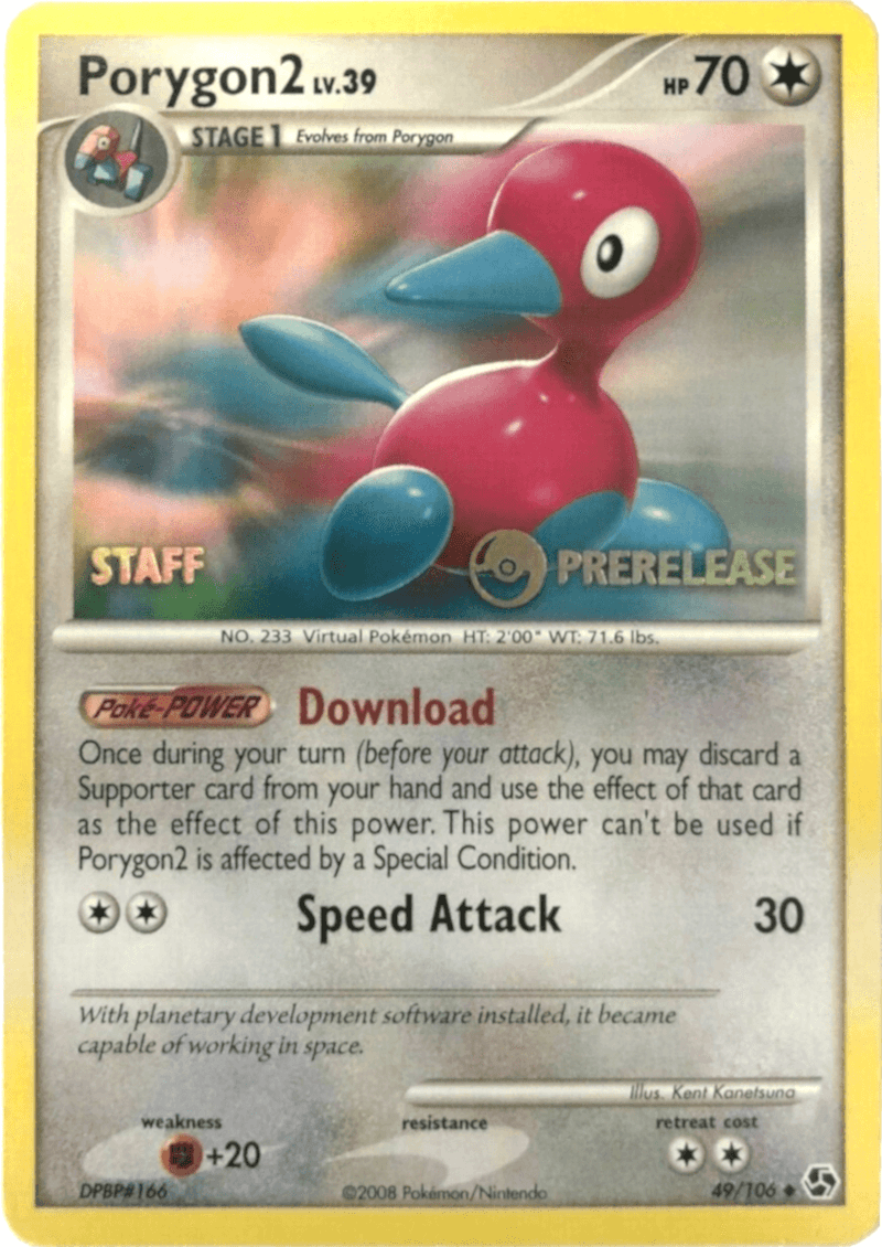 Porygon2 (49/106) (Staff Prerelease Promo) [Diamond & Pearl: Black Star Promos] - POKÉ JEUX