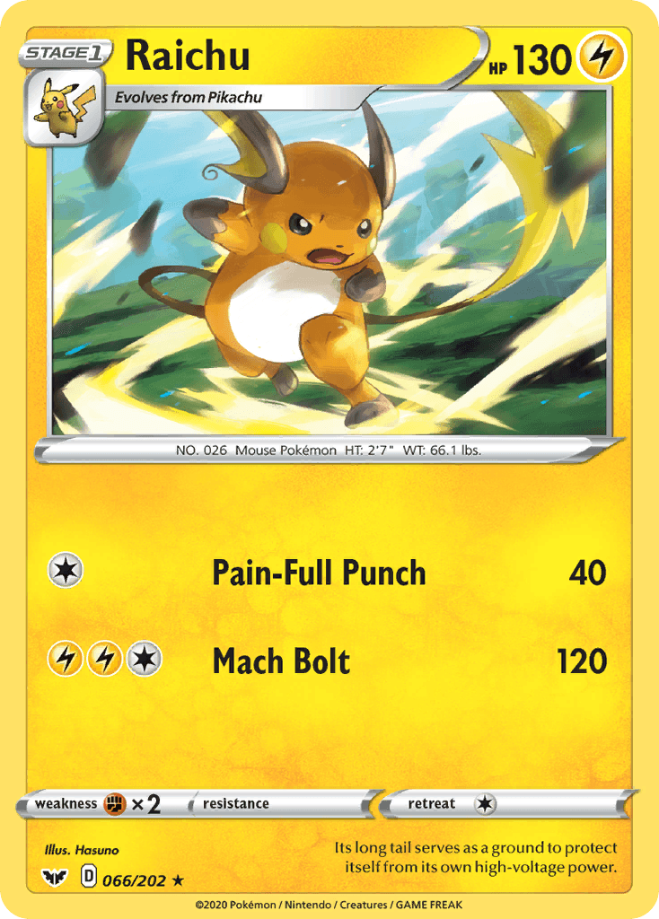 Raichu (066/202) [Sword & Shield: Base Set] - POKÉ JEUX