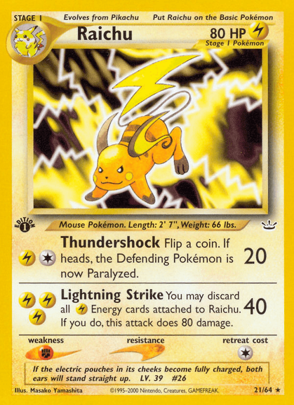 Raichu (21/64) [Neo Revelation 1st Edition] - POKÉ JEUX