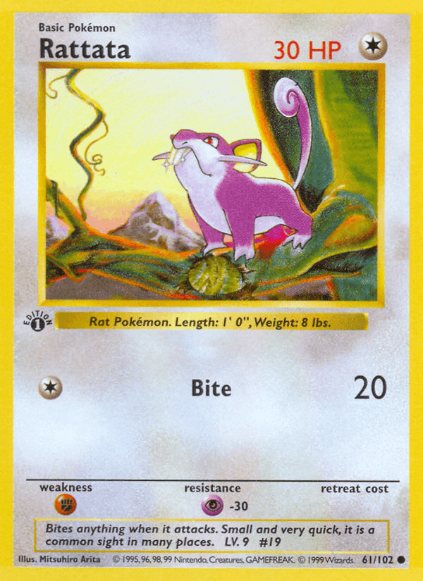 Rattata (61/102) (Shadowless) [Base Set 1st Edition] - POKÉ JEUX