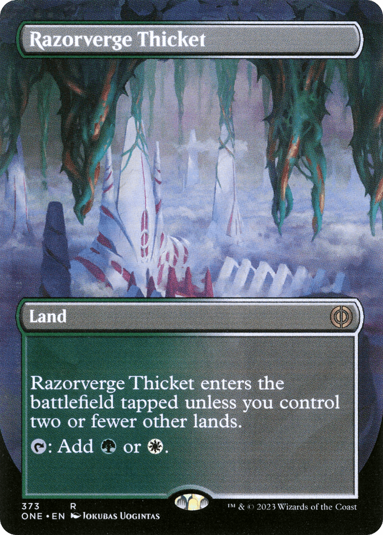 Razorverge Thicket (Borderless Alternate Art) [Phyrexia: All Will Be One] - POKÉ JEUX