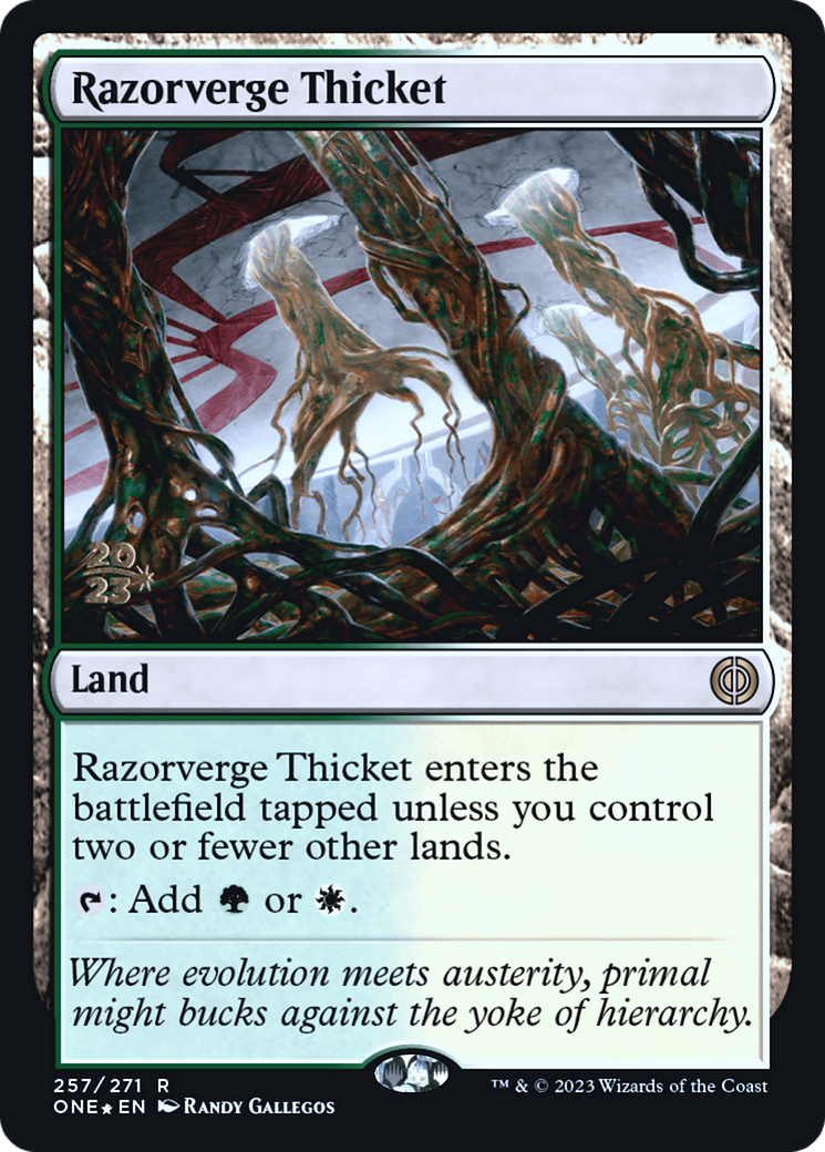 Razorverge Thicket [Phyrexia: All Will Be One Prerelease Promos] - POKÉ JEUX