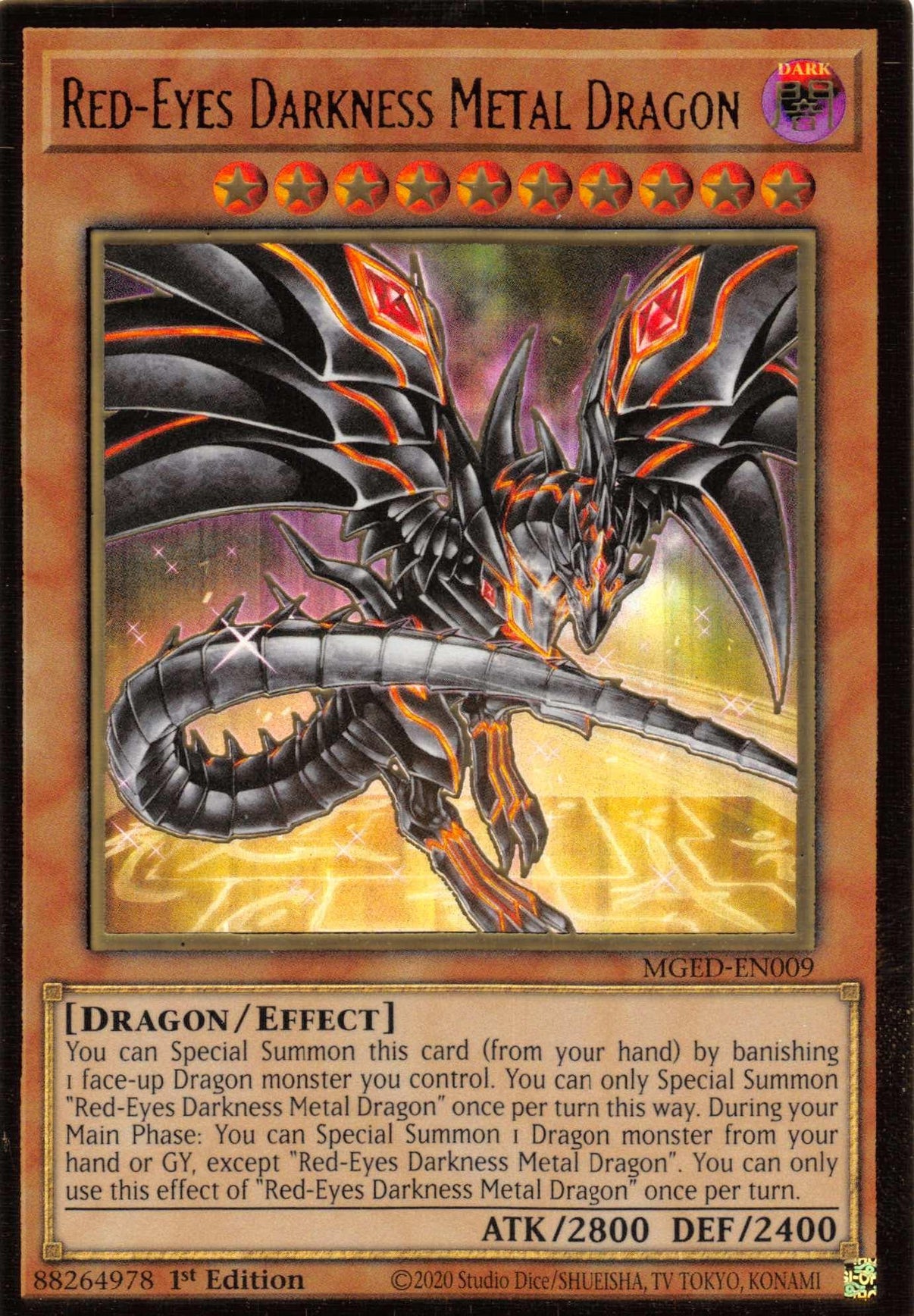 Red-Eyes Darkness Metal Dragon (Alternate Art) [MGED-EN009] Gold Rare - POKÉ JEUX