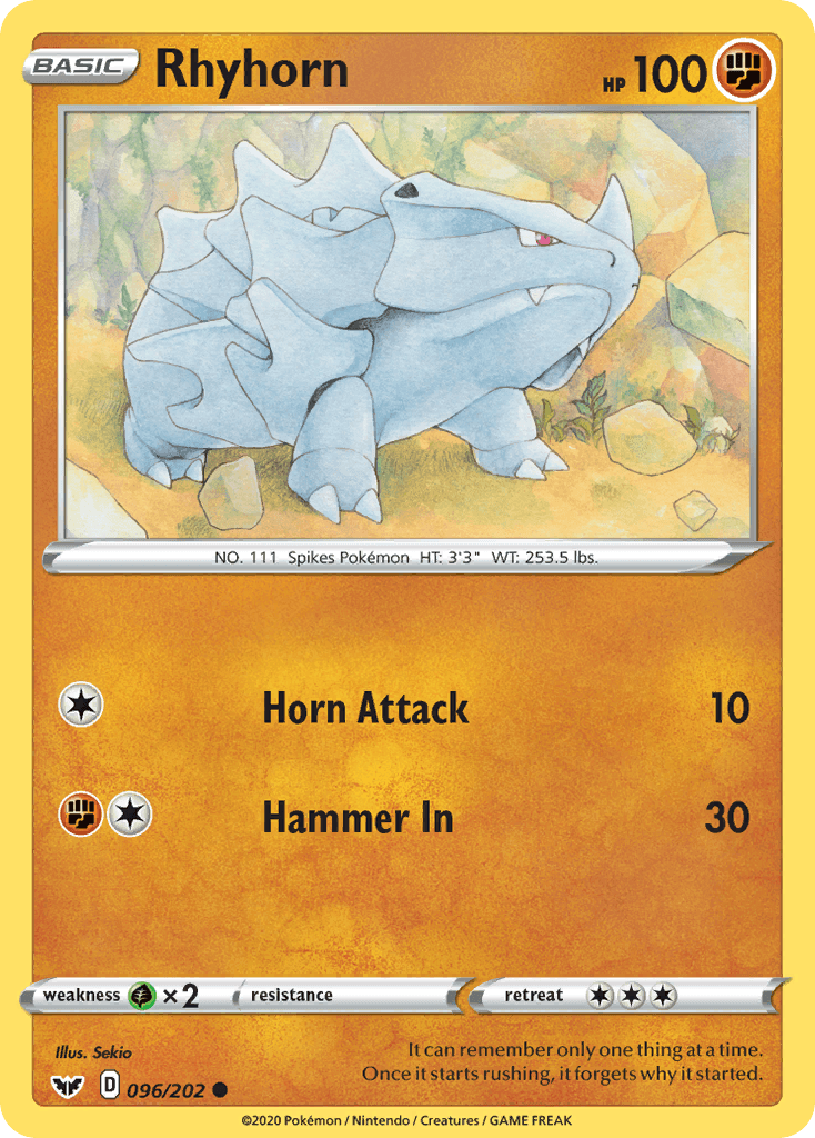 Rhyhorn (096/202) [Sword & Shield: Base Set] - POKÉ JEUX