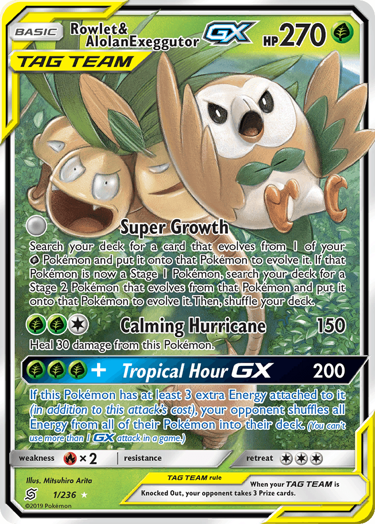 Rowlet & Alolan Exeggutor GX (1/236) [Sun & Moon: Unified Minds] - POKÉ JEUX