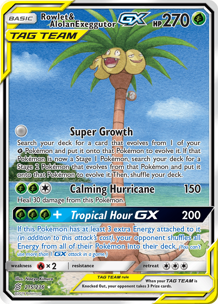 Rowlet & Alolan Exeggutor GX (215/236) [Sun & Moon: Unified Minds] - POKÉ JEUX