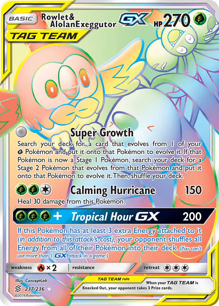 Rowlet & Alolan Exeggutor GX (237/236) [Sun & Moon: Unified Minds] - POKÉ JEUX