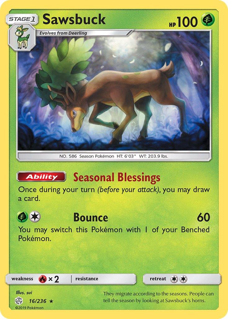 Sawsbuck (16/236) (Prerelease Kit Exclusive) (Theme Deck Exclusive) [Sun & Moon: Cosmic Eclipse] - POKÉ JEUX