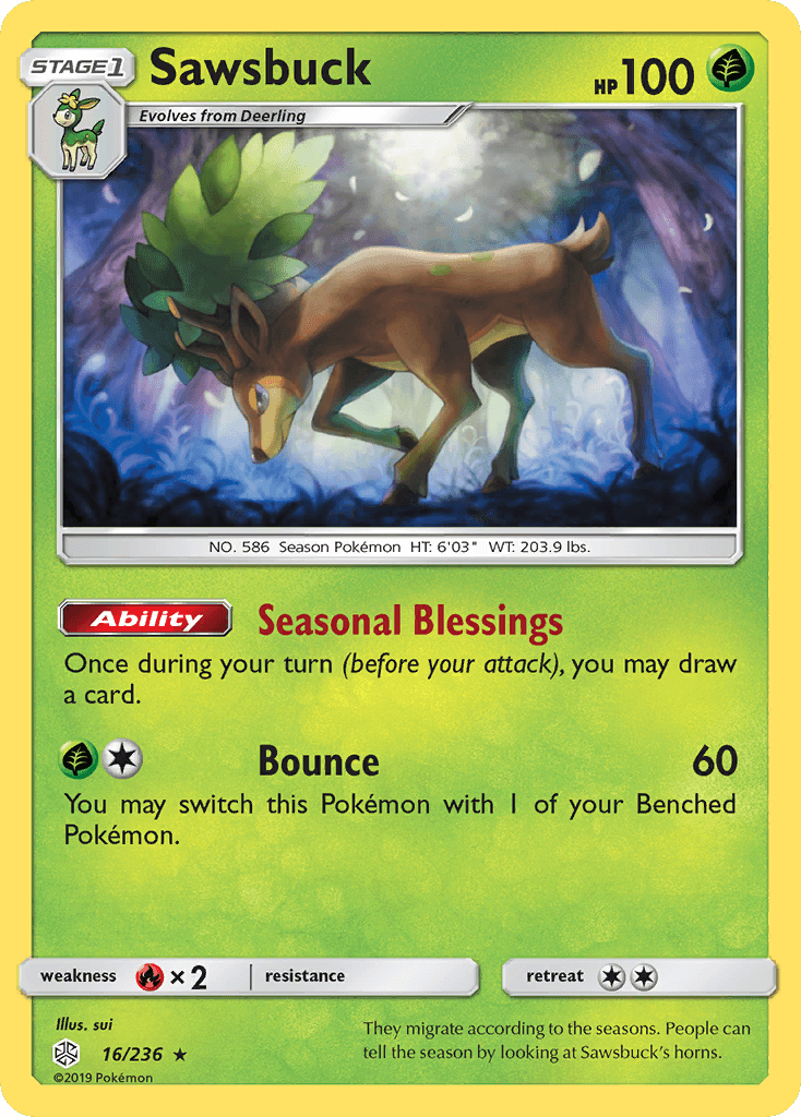 Sawsbuck (16/236) [Sun & Moon: Cosmic Eclipse] - POKÉ JEUX