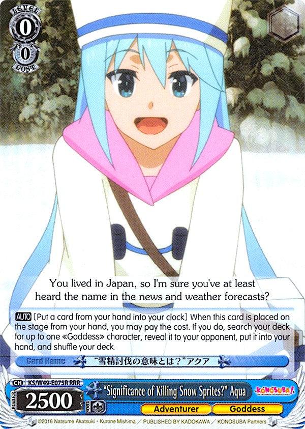 "Significance of Killing Snow Sprites?" Aqua (KS/W49-E075R RRR) [KonoSuba] - POKÉ JEUX