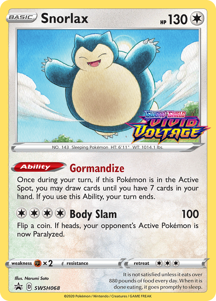 Snorlax (SWSH068) (Prerelease Promo) [Sword & Shield: Black Star Promos] - POKÉ JEUX