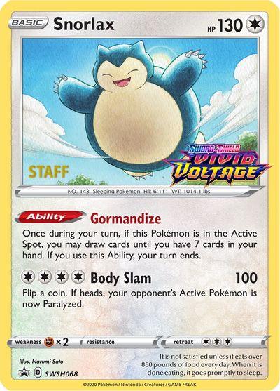 Snorlax (SWSH068) (Staff Prerelease Promo) [Sword & Shield: Black Star Promos] - POKÉ JEUX