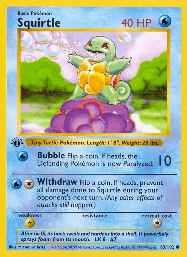 Squirtle (63/102) (Shadowless) [Base Set 1st Edition] - POKÉ JEUX