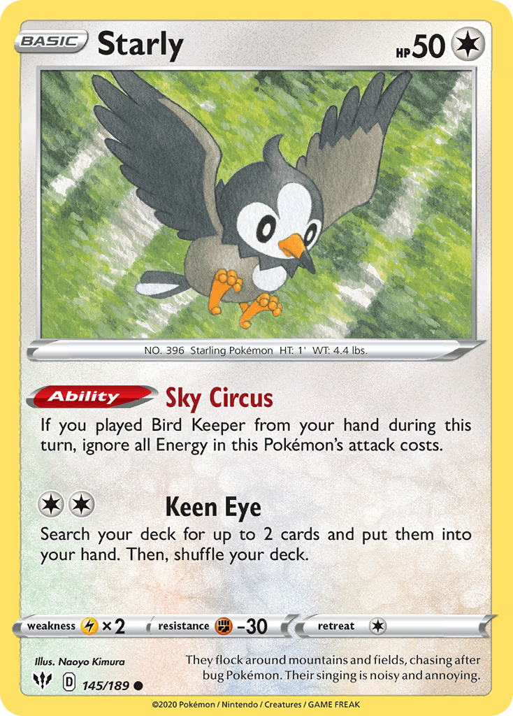 Starly (145/189) [Sword & Shield: Darkness Ablaze] - POKÉ JEUX