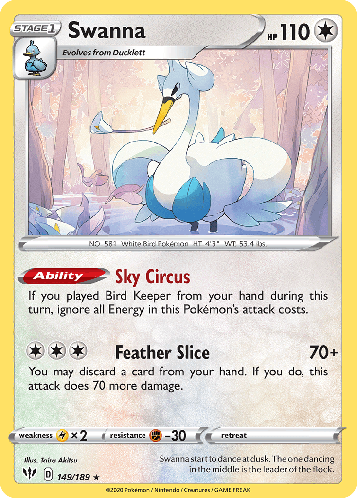 Swanna (149/189) [Sword & Shield: Darkness Ablaze] - POKÉ JEUX