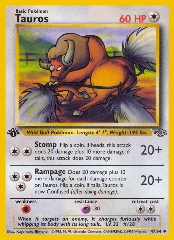 Tauros (47/64) [Jungle 1st Edition] - POKÉ JEUX